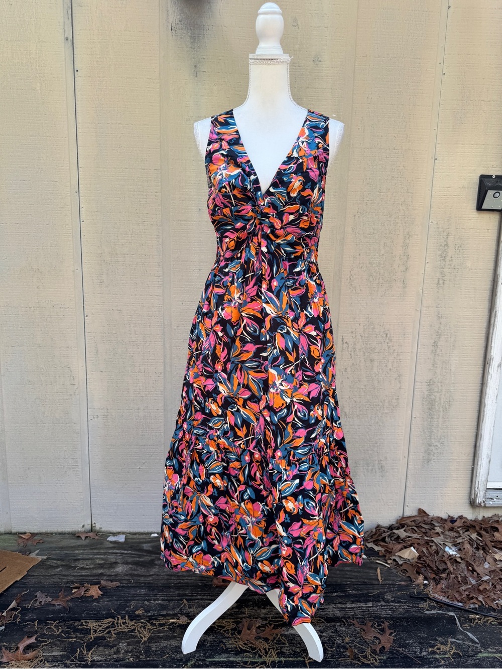 French Connection Black Floral Twist-Front Maxi Dress